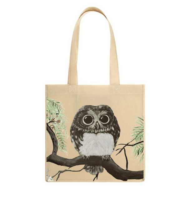 Reusable canvas tote bag decorated with a colorful painted design