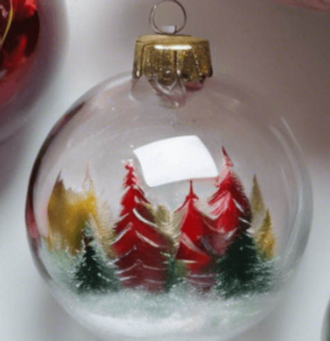 Hand-painted holiday ornaments in colorful designs