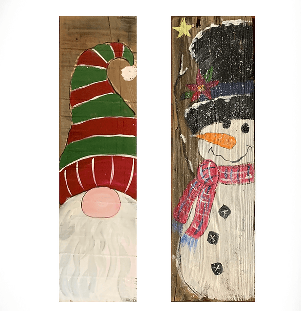 A guided painted design created on a natural wood board