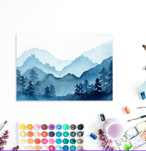 Soft layered watercolor artwork with expressive color washes